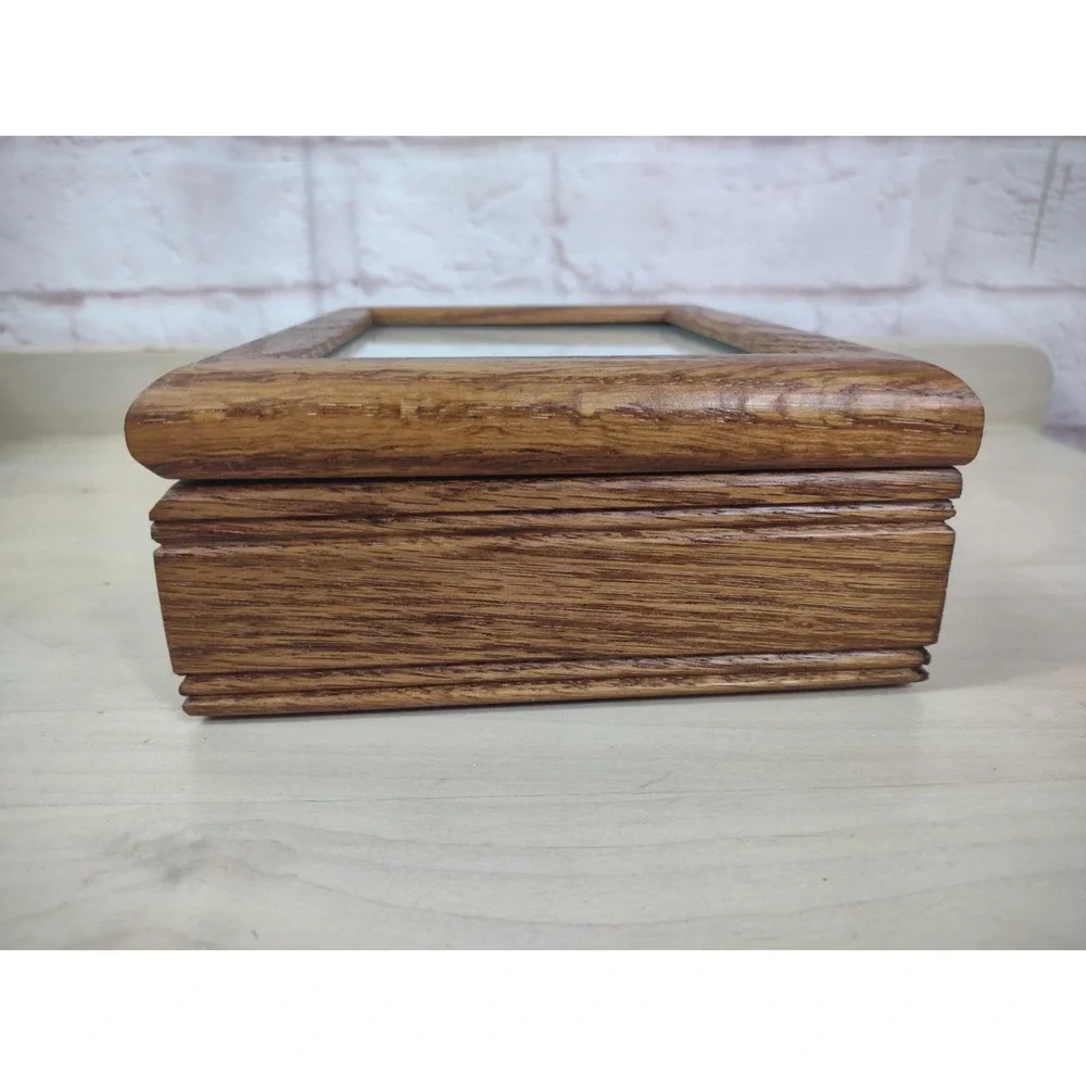 Wooden Storage Box 4x6 Picture Photo Organizer Case Drawer Keepsake Chest Stash